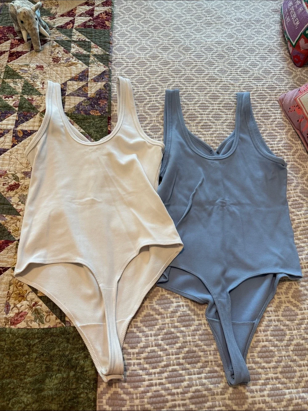 TWO Abercrombie & Fitch Ribbed Snap Front Bodysuits - Picture 5 of 7